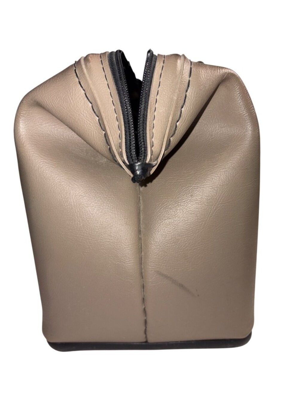 Vintage Tan & Black Faux Leather Handbag Zipper Closure By Service Mfg. Corp. Me - Picture 4 of 12